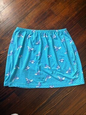 Lilly Pulitzer aqua blue busy bee honeycomb pattern skirt size L